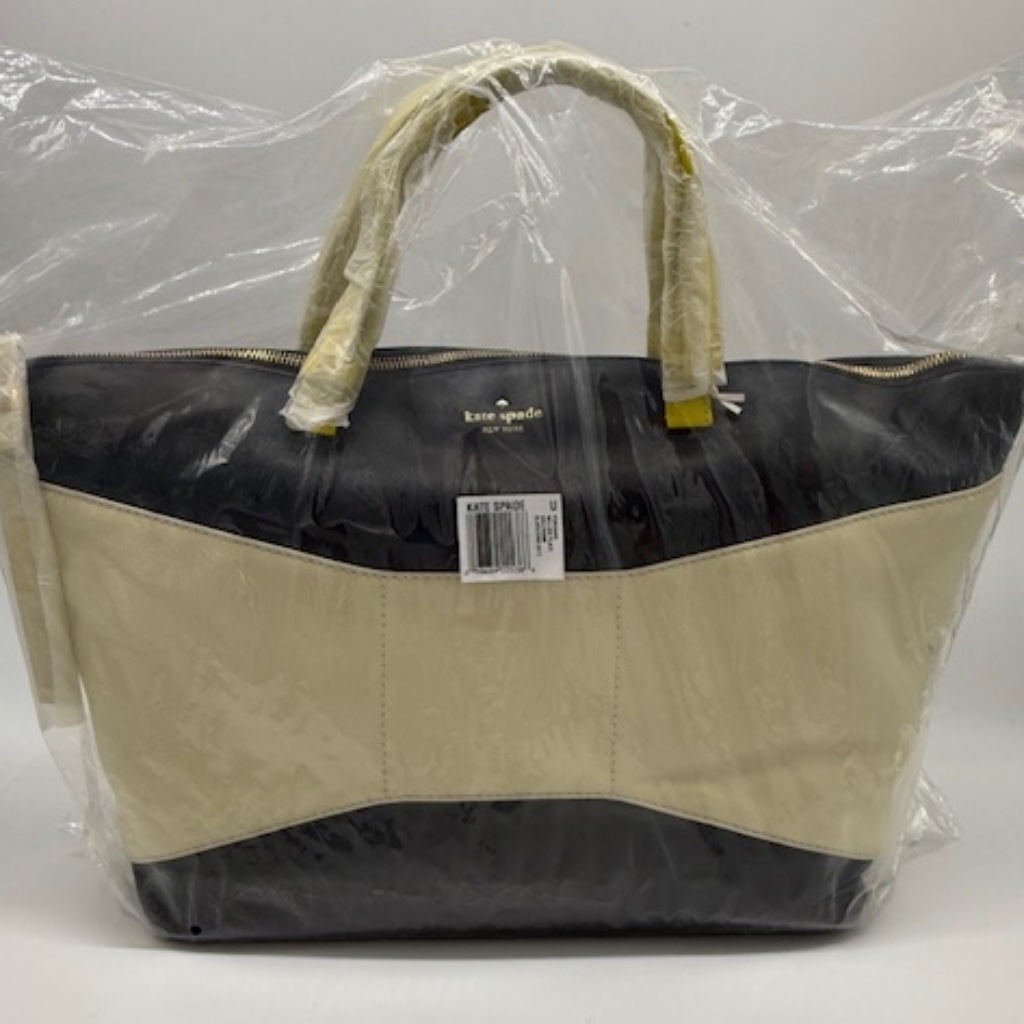 Kate Spade New York Willow Place Black~Cream~Yellow~ Hollyanne Satchel Handbag~